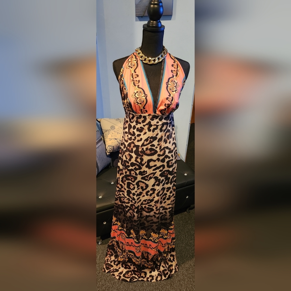 Printed Halter Maxi Dress
